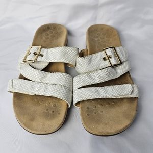 Vionic Skylar White Snake Leather Slip On Sandals Casual 9